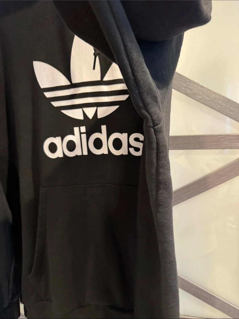 adidas Black Hoodie with White Trefoil Logo